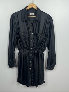 Nightcap by Carisa Rene black French Polyester faux leather dress, 2 = small.